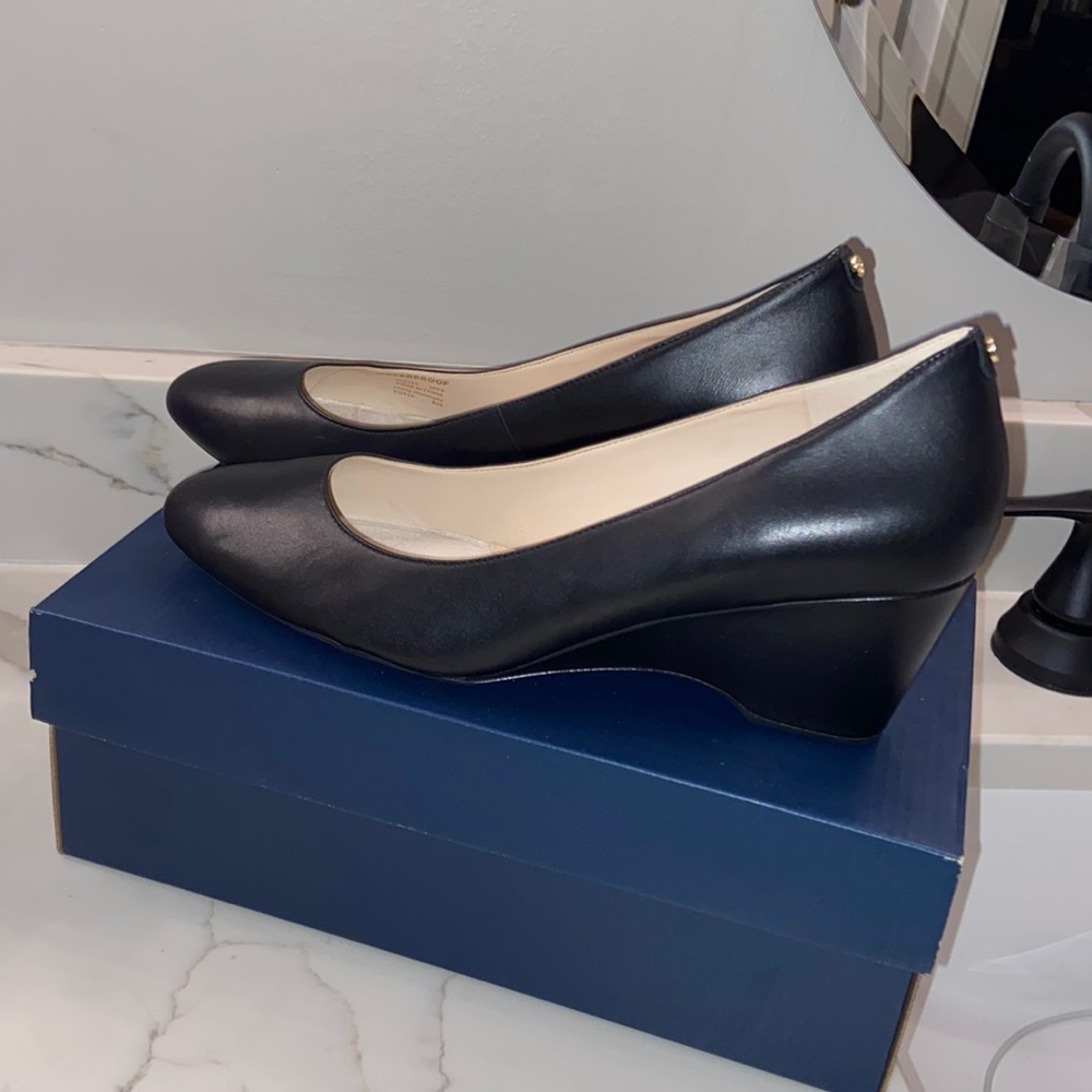 Cole Haan black leather wedges